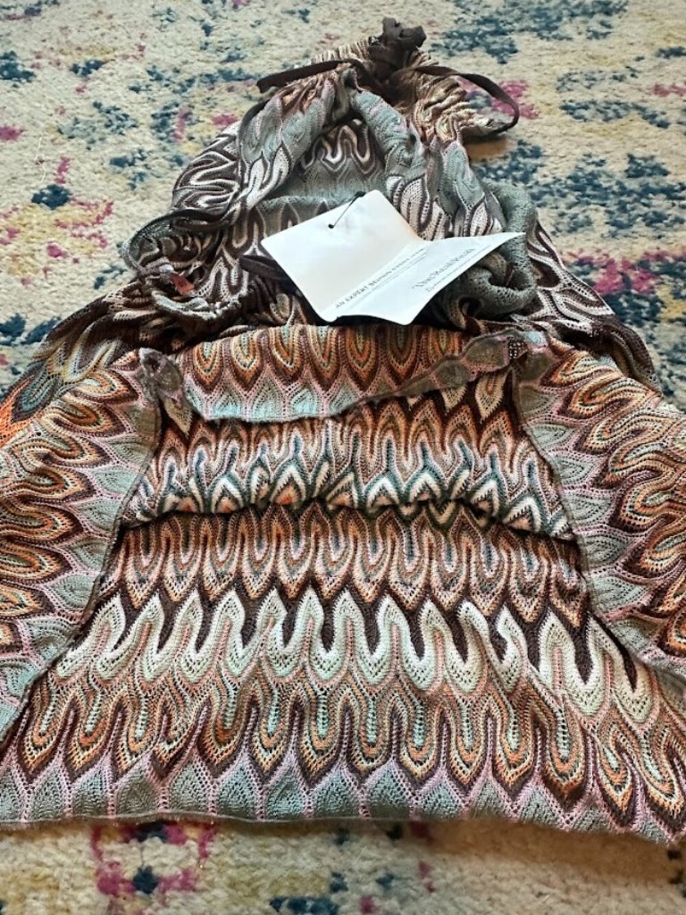 Missoni Multicolor Wave-Pattern Halter Tank Top — Green, White, Orange, Gray - Picture 8 of 11
